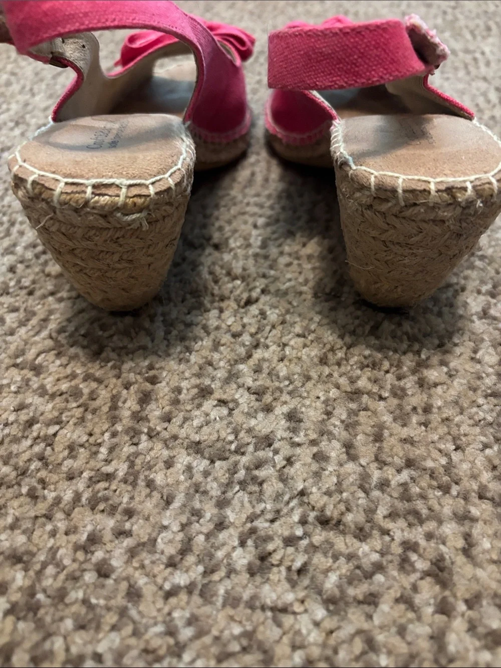 Women's Pink Slingback Espadrille Heels with Bow 7.5